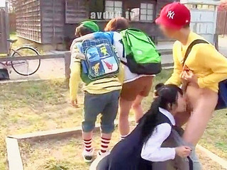 Sex-crazed Nippon schoolgirls swap salty innocence with hottest china fuck buddy on a Tokyo day out.